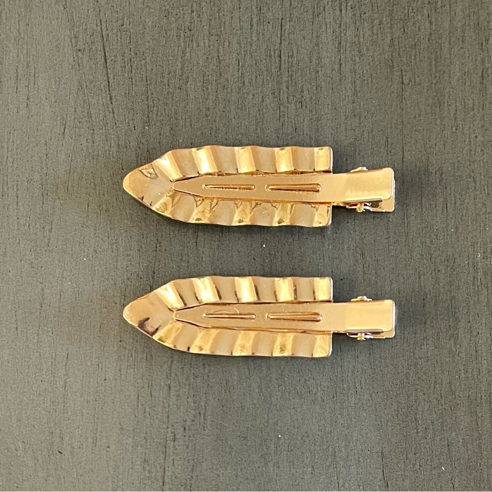 Gold Ruffle Dent-Free Creaseless No Crease Prep Alligator Clip Two 2 Piece Set